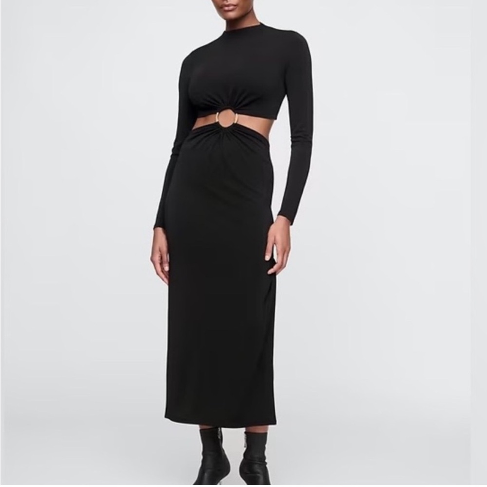 cult gaia Black Long Sleeve Cutout Midi Dress